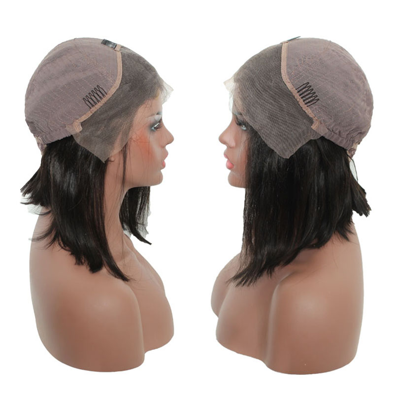 DIVA1 Blunt Cut Bob full lace human hair Wig 10inch Virgin brazilian closure bobs Laces Front Wigs for black women 150% density