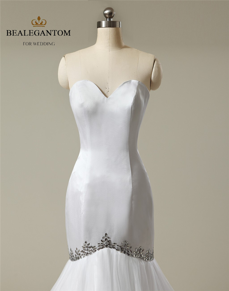 White Sexy Mermaid Wedding Dress Sweetheart Appliques Satin Floor-Length Party Dresses Bridal Gowns
