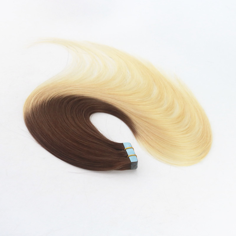 Ombre Color #4#613 Tape in Human Hair Extensions Seamless Virgin Human Hair Skin Weft Slik Straight Tape on Extension 100g Per Piece
