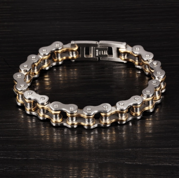 Fashion Men Biker Bicycle Motorcycle Chain Men's Bracelets Bangles Fashion 3 Color Stainless Steel Jewelry