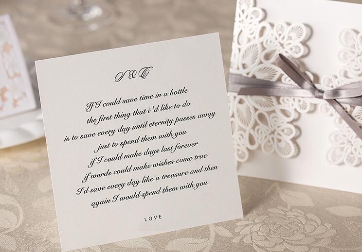high-grade Wedding Invitation Cards Laser Cut Customizable Hollow Crystal Lace Bow Ribbon paper material free shipping WT01