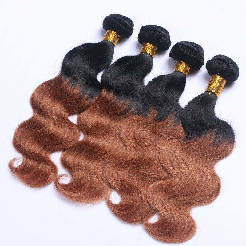 Ombre 1B 30 Auburn Two Tone Human Hair Weft Bundles Ombre Hair Silky Straight Weaves Brazilian Hair Bundles Weave Extensions