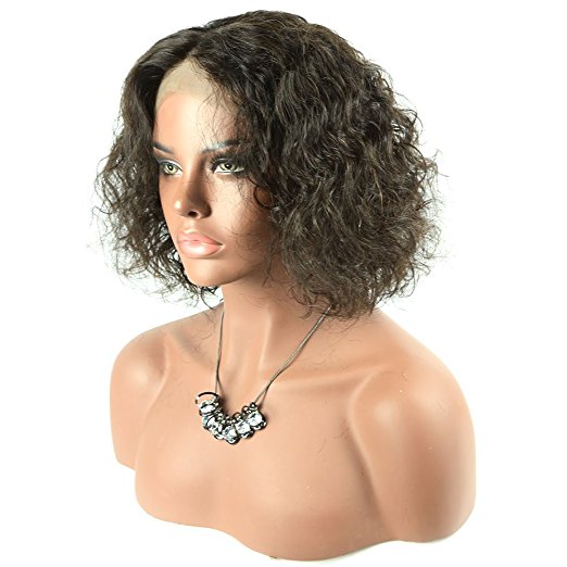 Afro Kinky Curly Short Bob Lace Front Human Hair Wigs For Black Women Brazilian remy Hairs 12inch Natural Color diva1