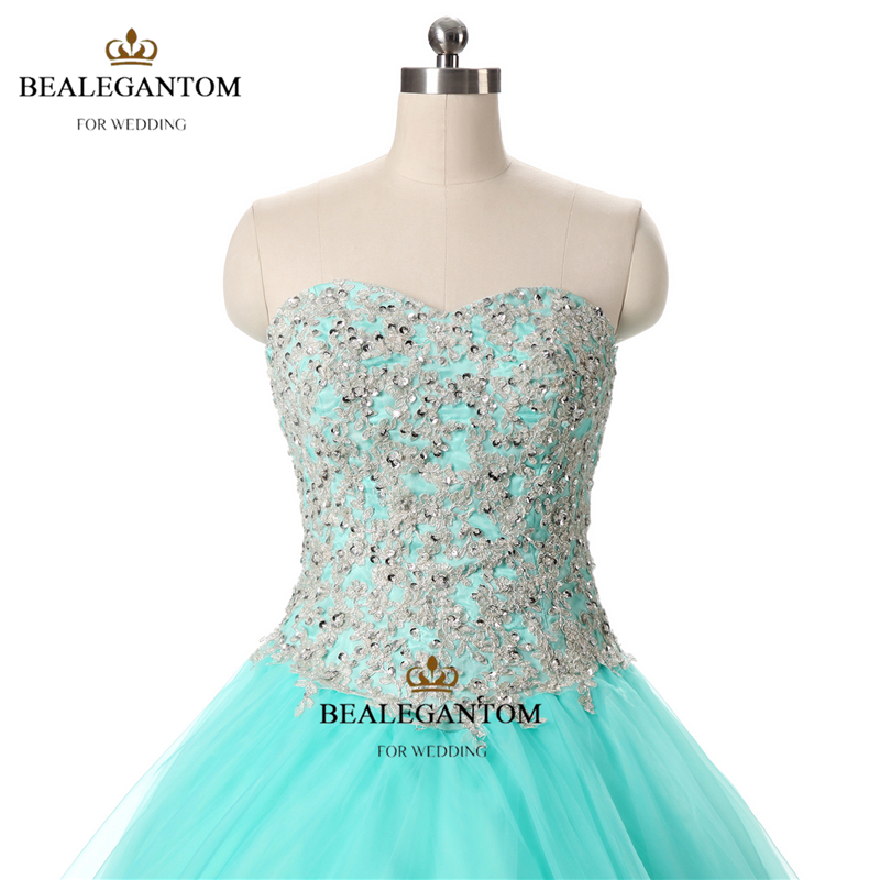 mint blue quinceanera dresses ball gown with lace ruffle sequins shiny sweet 16 prom pageant party gowns qc126