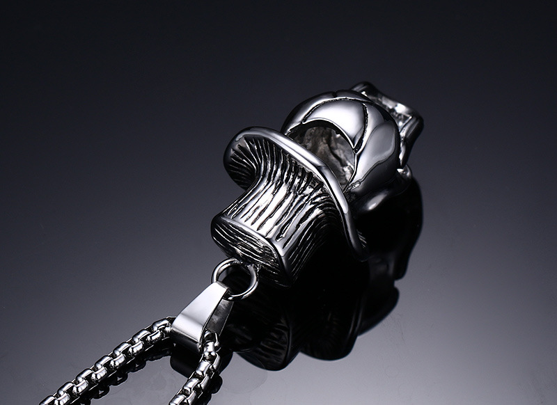 Men's Skull Wind Hat Gentleman Rock & Roll Cowboy Pendant Necklace Stainless Steel Vintage Punk Halloween Jewelry with 24inch PN-146