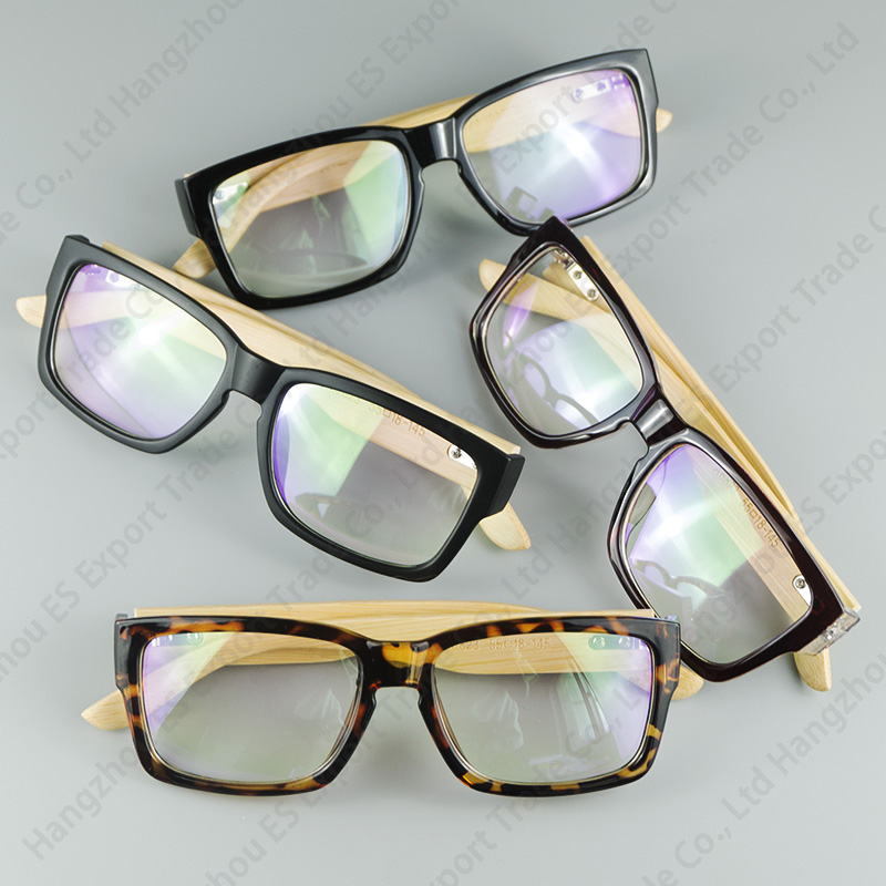 Classical Rectangle Frame Nerd Style Fashion Optical Glasses With Real Bamboo Legs Hand Made Eyewear Wholesale