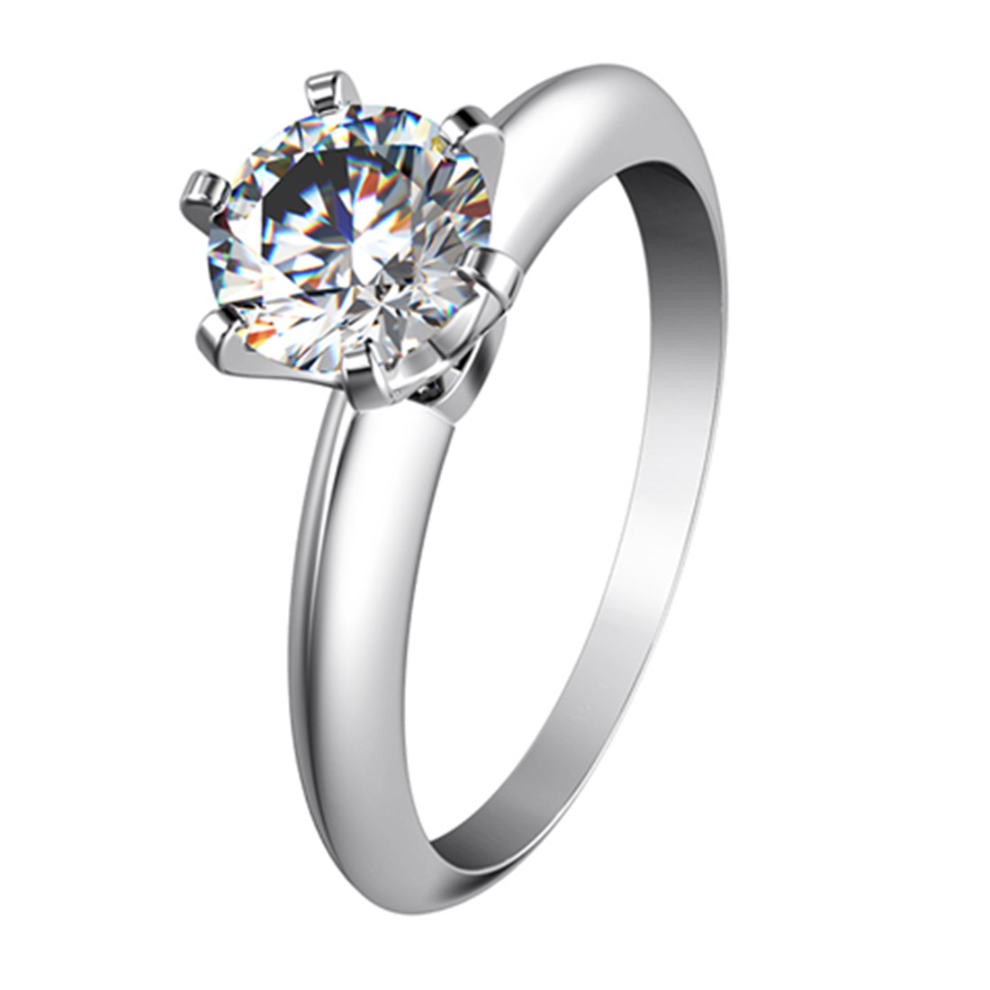 Elegant 0.6Ct Synthetic Diamond Ring for Women 925 Sterling Silver Ring White Gold Plated Jewelry Romantic Tryst Gift