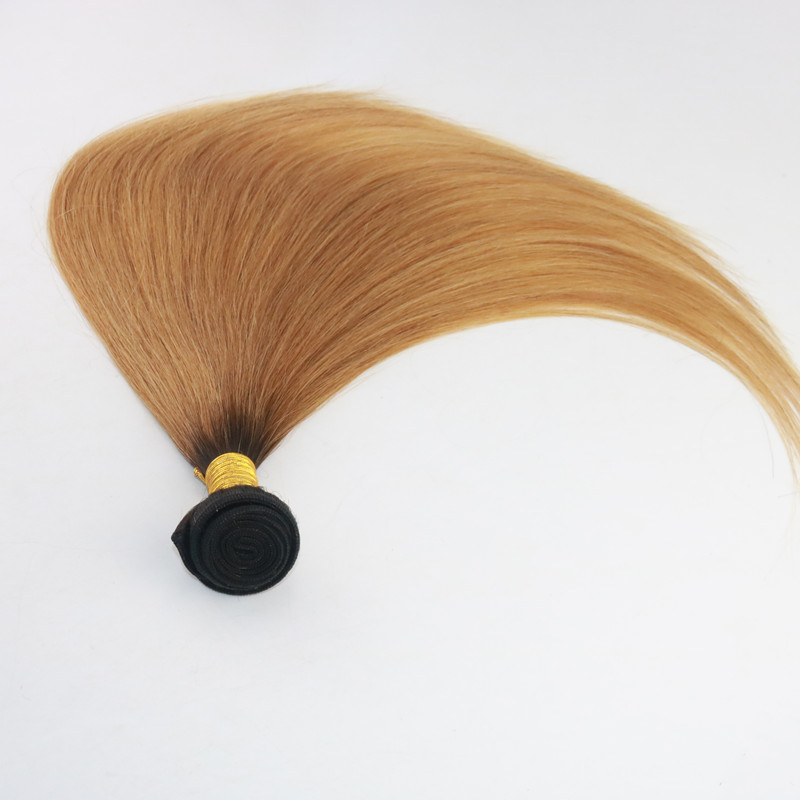 Color 1B/27 Strawberry Blond Hair Weaves Brazilian Straight Human Hair Extensions 100G/Piece Remy Hair Bundles