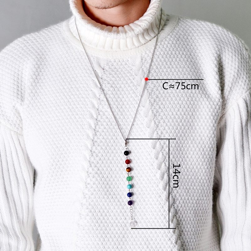 Hot 7 Chakra Stones Point Chakra Pendant Charm Pendant Ankh Yoga Jewelry Semi Precious Stone Fashion Chokers Necklaces For Women