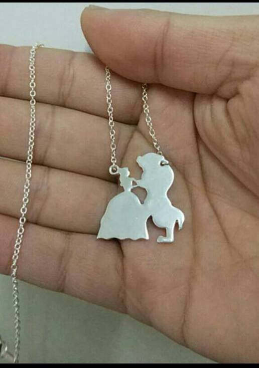 10PCS The Beast Necklace Movie Fairytale Cartoon Victorian Necklace Princess and Prince Love Necklaces for Couples Women