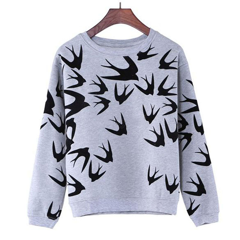 Fashion Women Spring Autumn Swallow Printing Long Sleeve Sweatshirt Pullover Hoodies, Black
Fashion Women Spring Autumn Swallow Printing Long Sleeve Sweatshirt Pullover Hoodies, Black