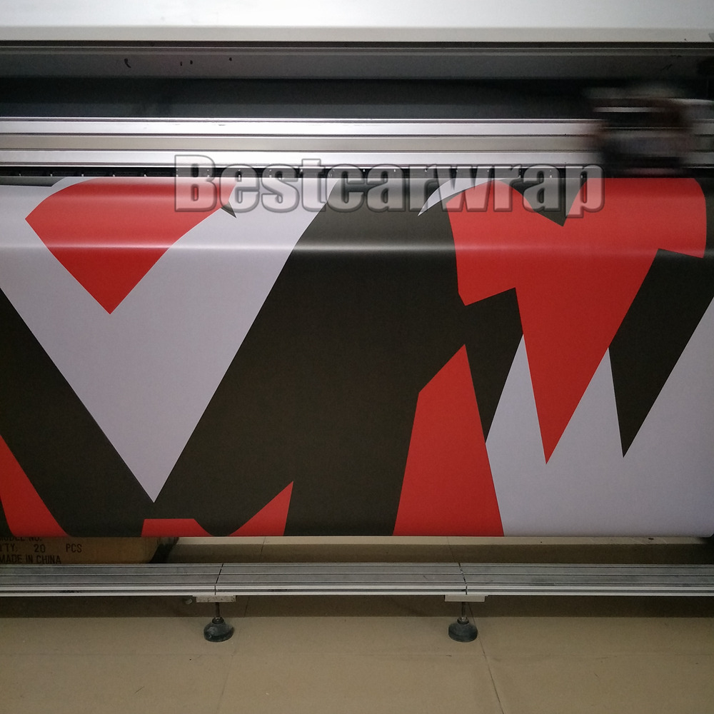 Pixel Winter Snow Camo VINYL Wrap Full Car Wrapping Red White Grey Camo Foil Stickers with air free size 1.52 x 30m/Roll Free Shipping