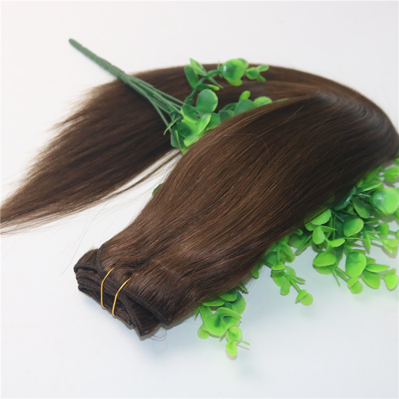 8A Clips Human Hair Extension 4# Dark Brown Straight Brazilian Human Hair 7PCS 120gram 12INCH 20INCH 26INCH