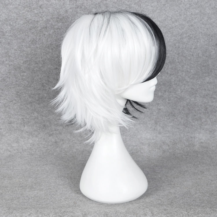 Black Jack Monokuma Anime Cosplay Wig 32cm Men's Full Hairpieces Toupees