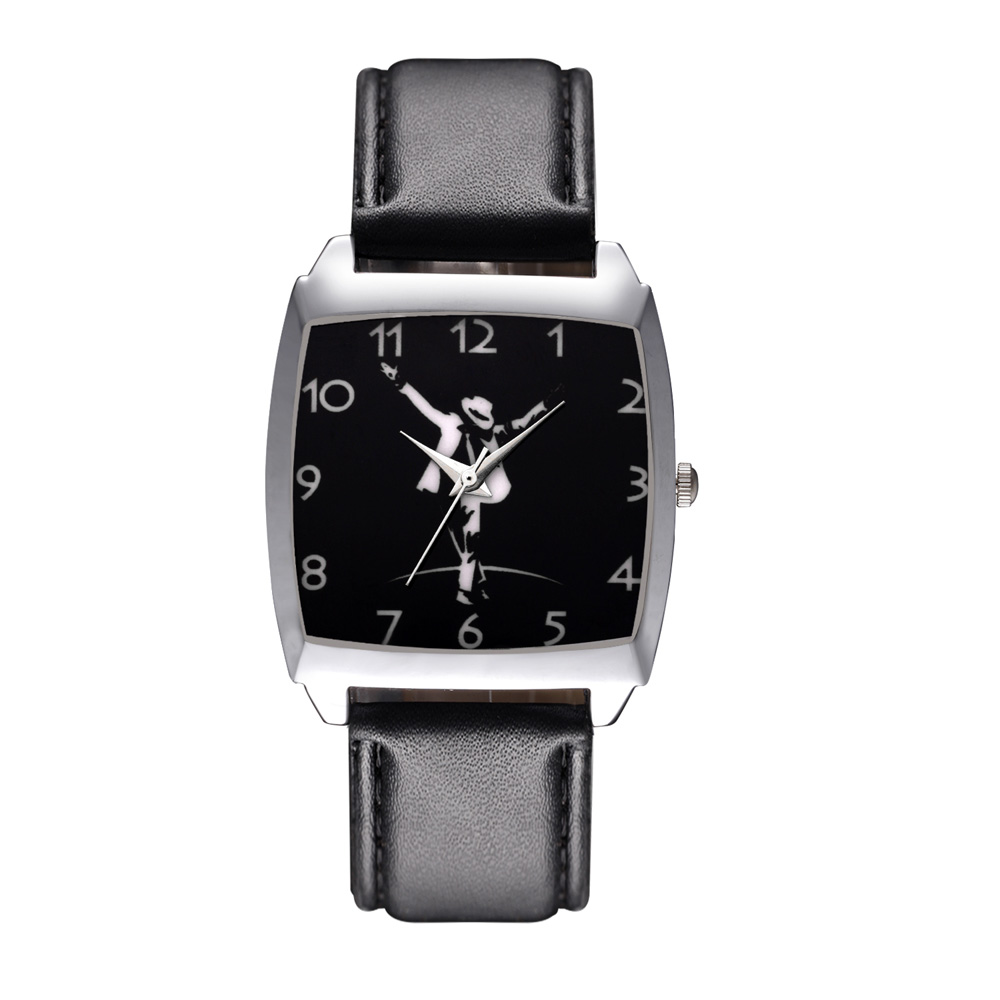 Cartoon Boy women's girl children students Michael Jackson style Rectangle dial Black leather strap quartz wrist watch 04, Slivery;brown
Cartoon Boy women's girl children students Michael Jackson style Rectangle dial Black leather strap quartz wrist watch 04, Slivery;brown