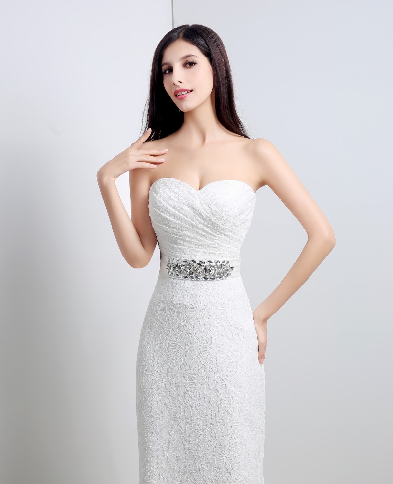 Newest White Ivory Mermaid Wedding Dresses 2017 Sweetheart Appliques Wedding Party Bridal Gowns Stock 6-16 QC 332