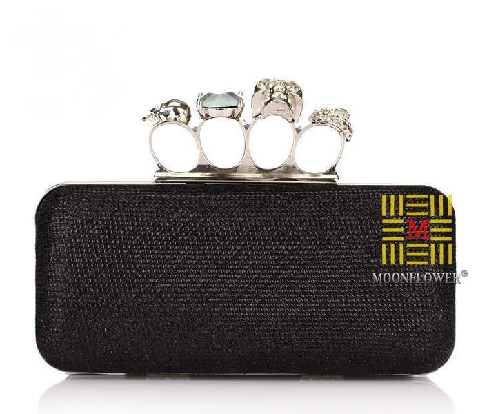 NEW Rhinestones women clutch bags diamonds finger ring Bridal Hand Bags crystal wedding bridal handbags purse bags holder
