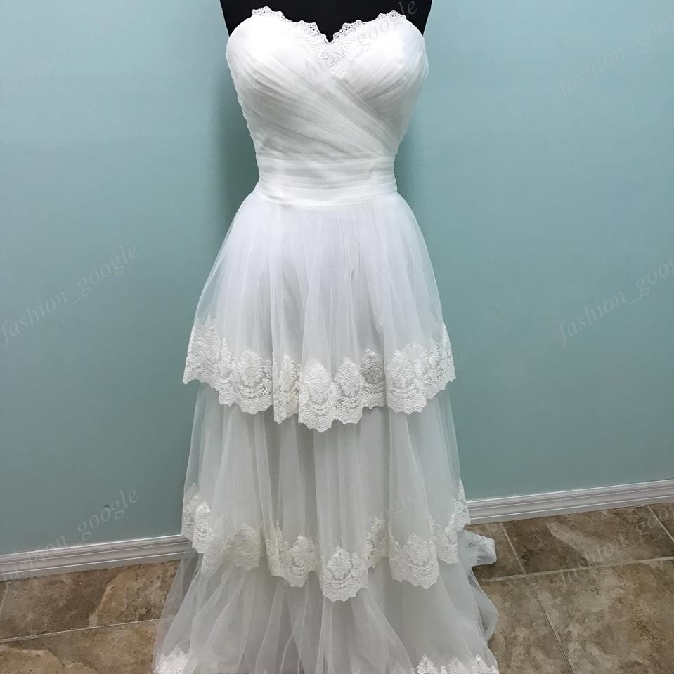 Boho Bohemian Wedding Dresses 2017 with Sweetheart Neck & Ruffles Skirt Real Pictures A Line Country Beach Garden Chapel vestidos de noiva