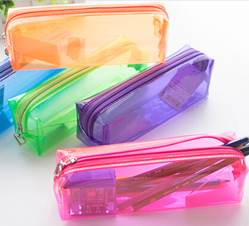 Wholesale Plastic Transparent Pencil Bag Pen case School Stationery Kids Gift Prize Office Home Supplies Bag School Office Supplies