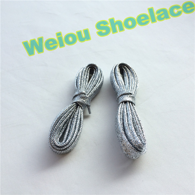 Weiou flat dress shoelaces colored boot laces metallic gold shoestring white trainer lace cool shoe lacing 120cm/47''