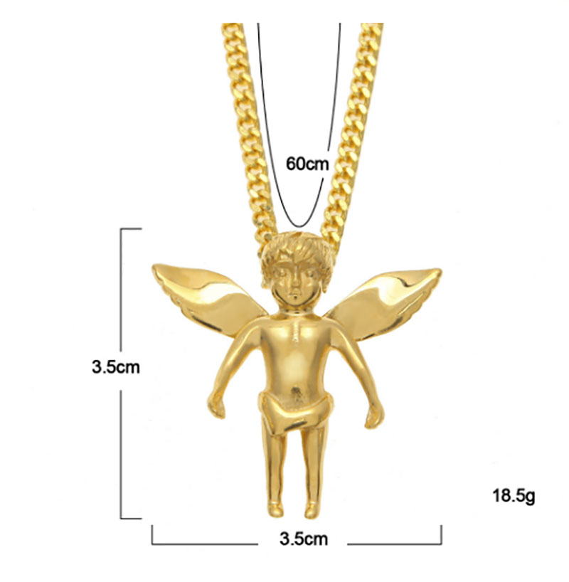 Gold Silver Plated Baby Angel Pendant Necklace stainless steel 24" Cuba Chain Necklace Hip Hop Jewelry Men Women Fashion Jewelry