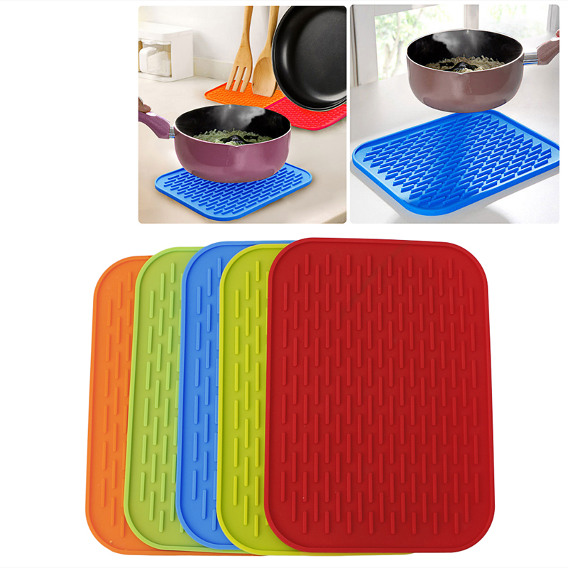 Wholesale- Silicone Holder Kitchen Mat Heat Non-slip Resistant Trivet Tray Pot Straightener Kitchen Tool Table Decoration Accessories Mats
