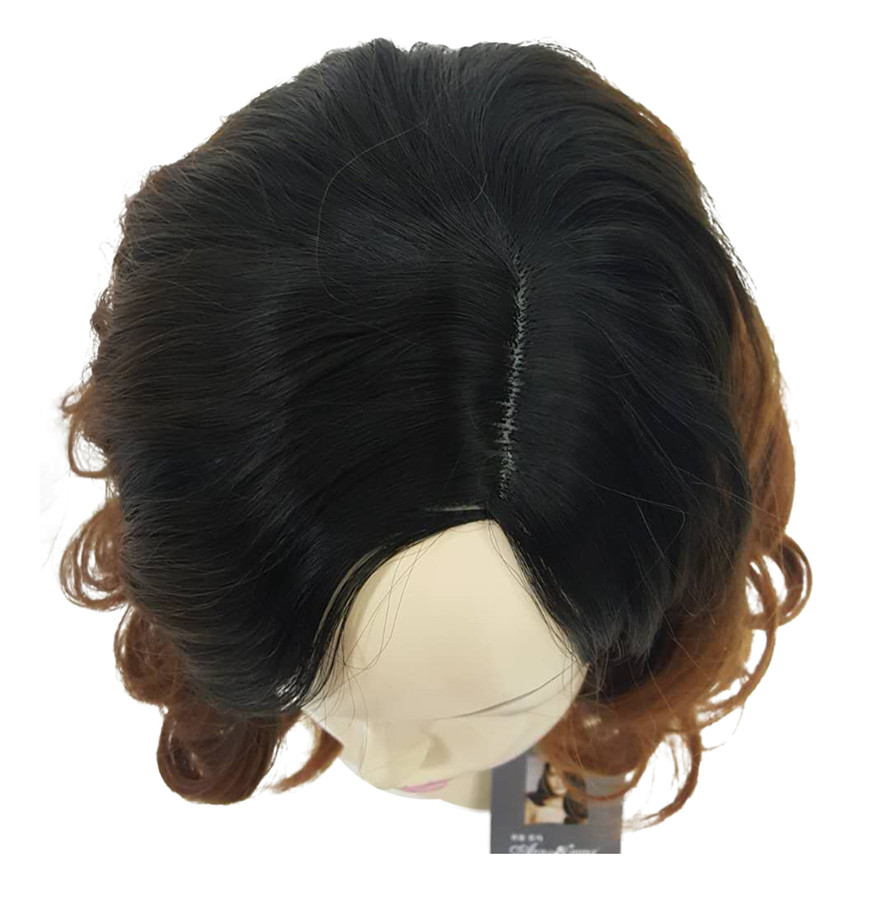 Medium Curly Beauty wig for women Formal Hairstyles For Medium Hair Synthetic Curly Ombre Full Wigs