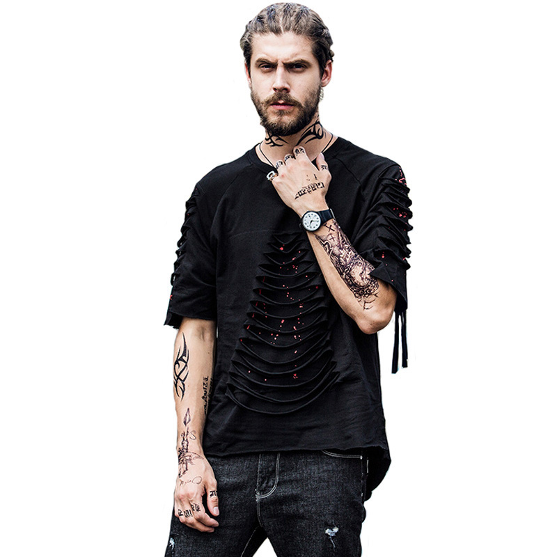 Holes Mens T Shirt Summer Ripped Round Hemline Hip Hop Sulls Print Fashion Cotton Loose Urban Longline Extended Tees, White;black
Holes Mens T Shirt Summer Ripped Round Hemline Hip Hop Sulls Print Fashion Cotton Loose Urban Longline Extended Tees, White;black