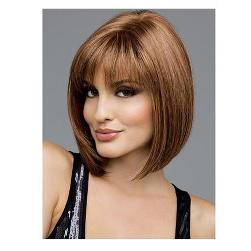 Fashion Short Straight Light Brown Bob Hairstyle Synthetic Hair Wig for Women's Daily Life Cosplay