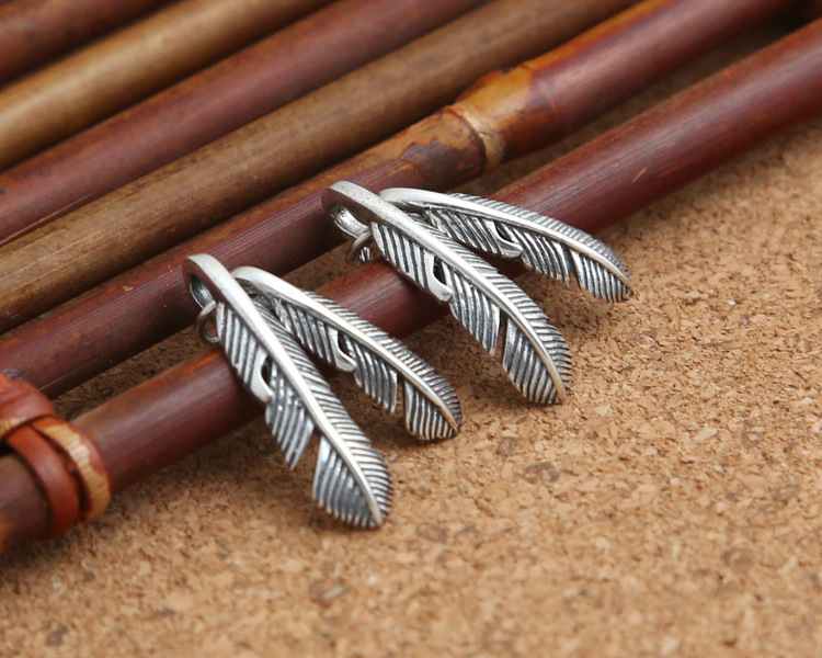 925 sterling silver vintage necklace pendants hand-made designer jewelry pendants double feather design for men and women wholesale