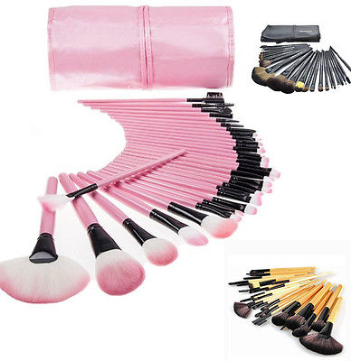 Ladies Pro Makeup Brush Eyebrow Shadow Cosmetic Set Kit +Pouch Bag 32/24 PCS New #R487