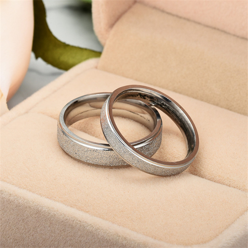 Stainless Steel Dull Polish Ring Band Rose Gold Frosted Engagement Wed Rings Women Men Fashion Fine Jewelry Will and Sandy