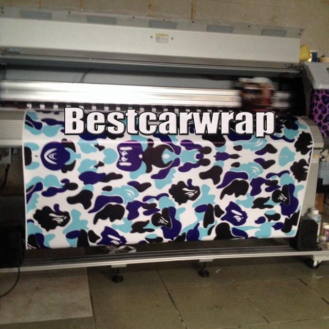 Blue Leopard Camo VINYL Full Car Wrapping Camouflage Foil Stickers with Camo truck covering foil with air free size 1.52 x 30m/Roll
