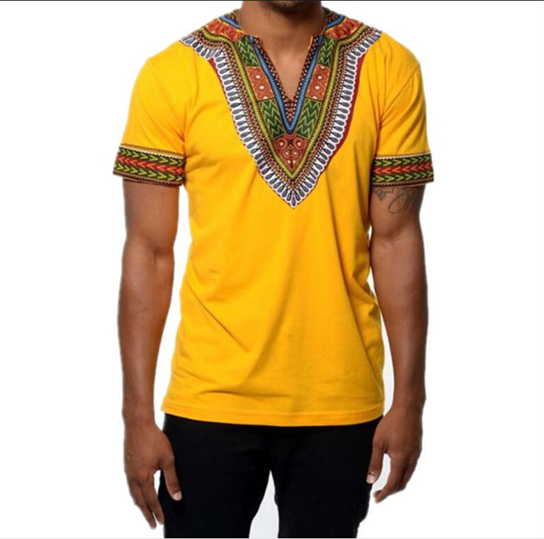 Male Dashiki Vintage T shirts 2017 Cotton Bohemia Retro Tops Men African Print T-shirt Ethnic Traditional Tees Plus Size