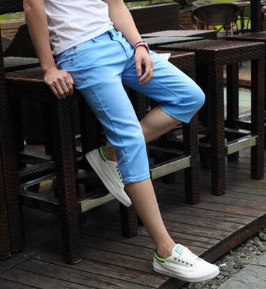 Wholesale-New Arrival Slim Denim Shorts Mens Capris Jeans Summer Middle Length Jeans Pants Men Calf Length Pants Skinny Jeans Men