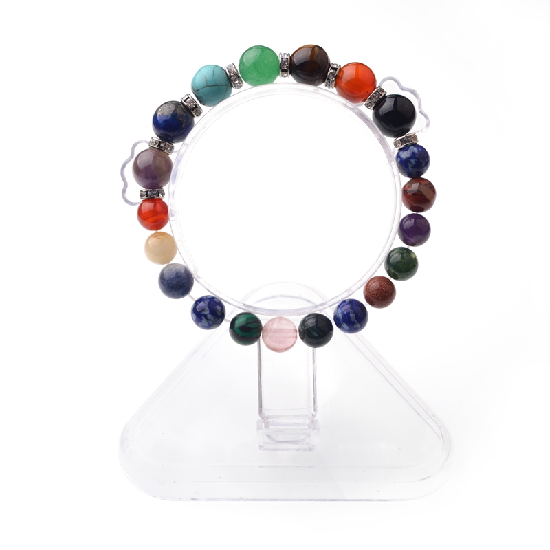 Fashion 7 Chakras Summer Woman Cool Treatment Yoga Natural Stone Bracelet Semi-Precious Stones Reiki Prayer Stones Women