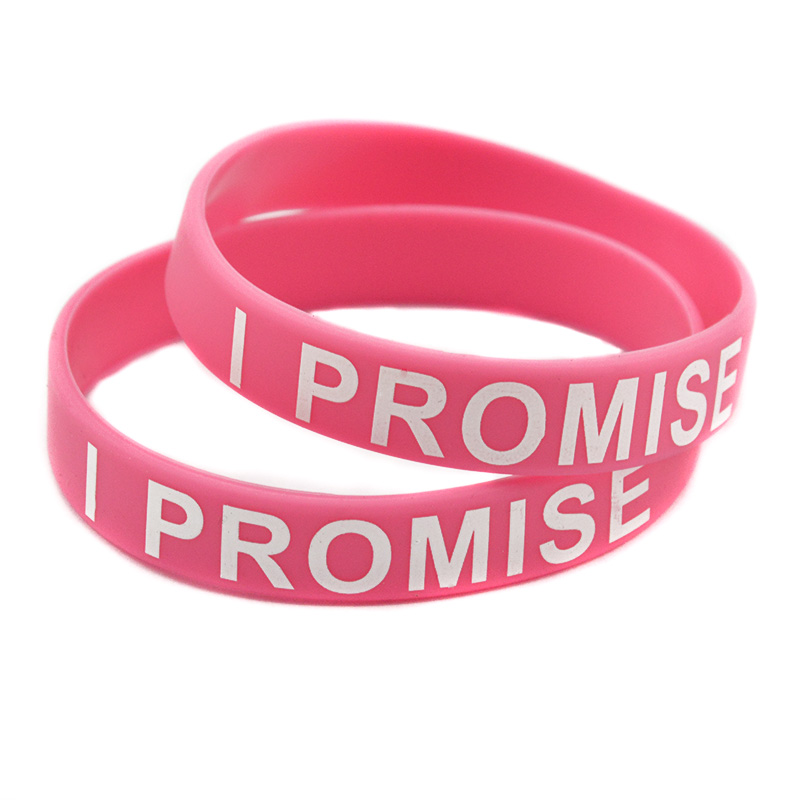 100PCS I PROMISE Silicone Bracelet For Sport or Cancer Printed Motivational Slogan Adult Size 9 Colors