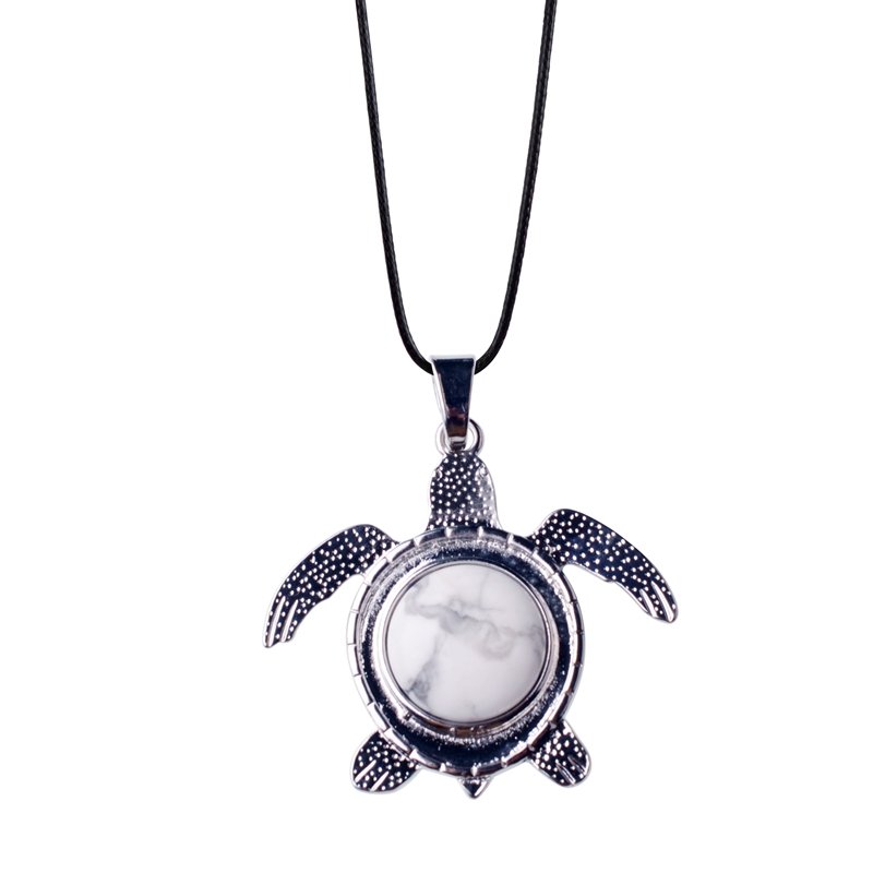 12pc/set 2018 Hot natural stone stainless steel turtle chakra pendant turquoise men and women trendy jewelry natural stone pendant for gift