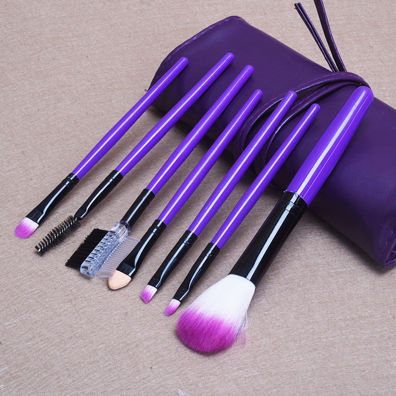 Professional 7 pcs paintbrushes of Makeup Brushes Set tools Make-up Toiletry Kit Wool Brand Make Up Brush Set Case ZA2017