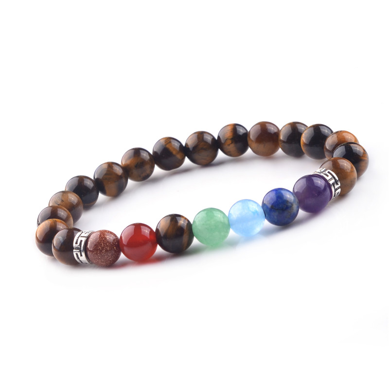 Multicolor 7 Chakra Stone Amethyst Beads buddha Bracelets Wristband Bangles bijoux armbanden voor vrouwen Women Men Jewelry