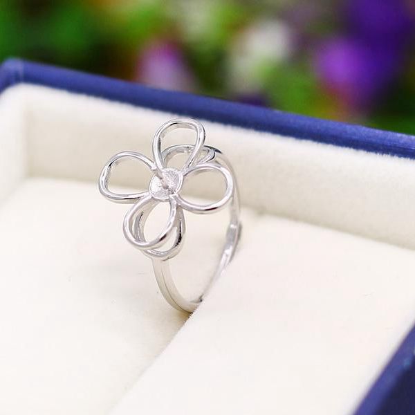 4-9mm pearl Semi Mount Engagement Wedding 925 Sterling Silver Plated Gold Ring Fine Silver Jewelry Setting