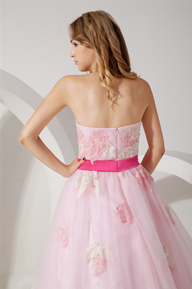 2017 Fashion Light Pink Appliques A-Line Quinceanera Dresses with Sweetheart Tulle Plus Size Sweet 16 Dress Vestido Debutante Gowns BQ67