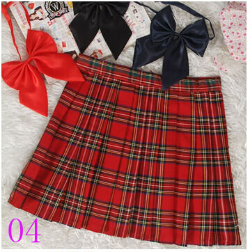 Wholesale- 2017 Hot Midi Pleated Women Skirts High Waist Red A-Line Short Skirts Uniforms School Tartan Plaid Skirt Saias