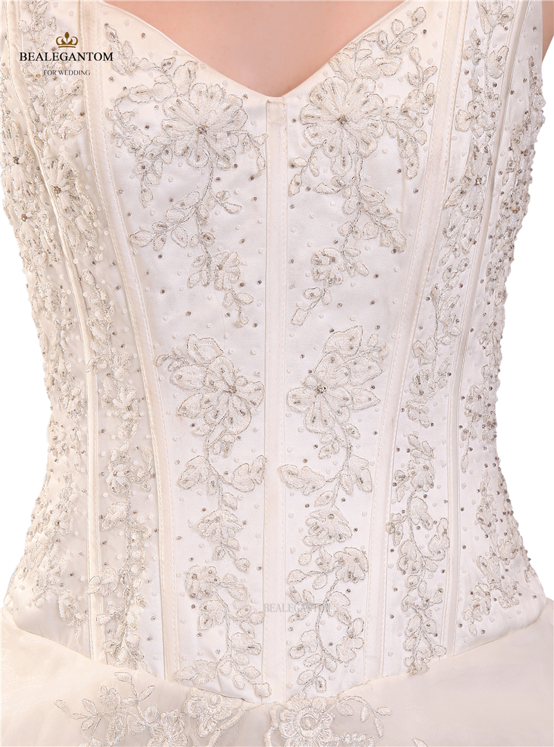 2017 Real Photo Sweetheart Vintage Lace Ball Gown Wedding Dresses Organza Appliques Beaded Cheap Lace Up Plus Size Bridal Gowns BM33