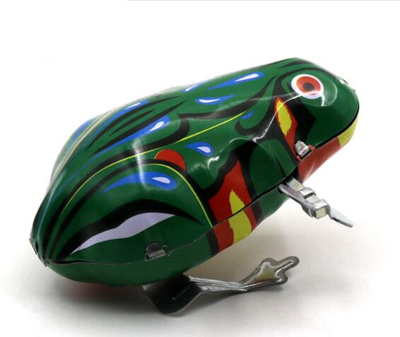 Kids Classic Tin Wind Up Clockwork Toys Jumping Frog Vintage Toy For Boys Educational YH711