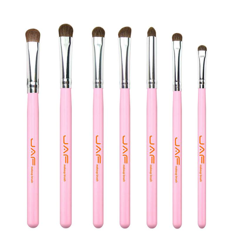 JAF Classic 7pcs Brushes for Makeup 100% Natural Animal Horse Pony Hair Eye Makeup Brush Set white/black/pink