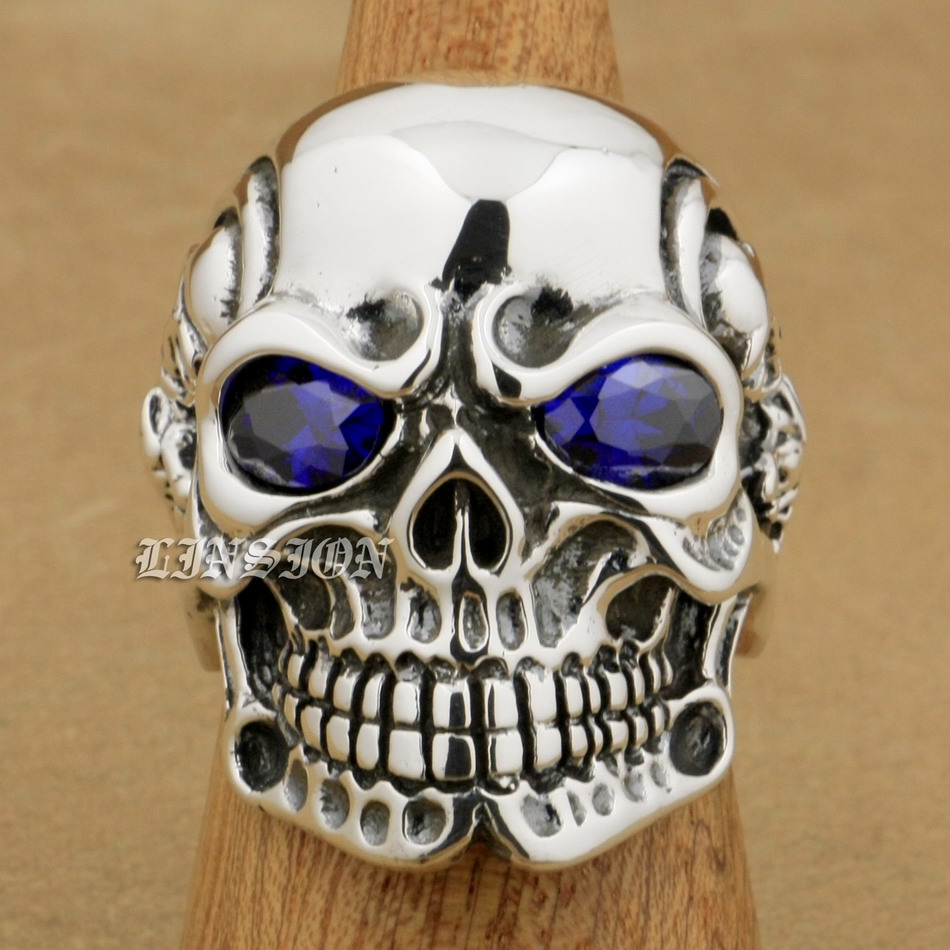 LINSION 925 Sterling Silver Titan Skull Purple CZ Stone Eyes Mens Biker Punk Ring sterling-silver-jewelry 8V505 US Size 7~15
LINSION 925 Sterling Silver Titan Skull Purple CZ Stone Eyes Mens Biker Punk Ring sterling-silver-jewelry 8V505 US Size 7~15
