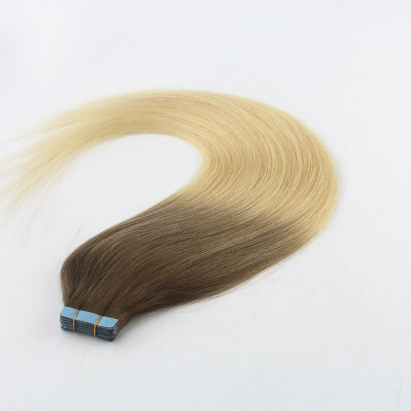 Balayage Color #8#613 Top Grade High Quality Virgin Remy Hair Straight Seamless Human Hair PU Tape Hair Extension 100G Per Bundle