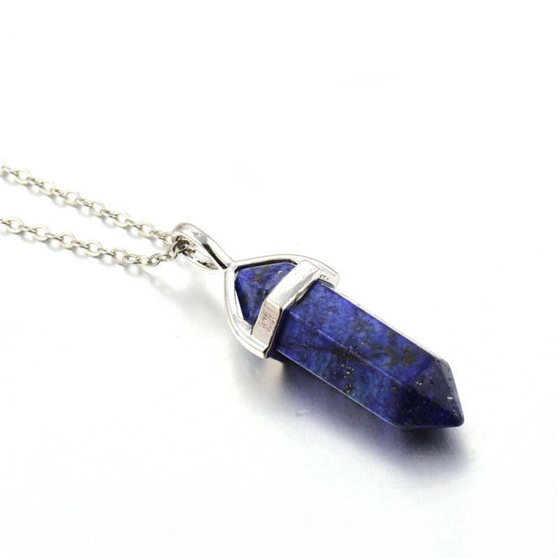 Hexagonal column Natural Amethyst Necklace Pink Crystal Pendant Necklaces Druzy Gem Stone Statement Collares Jewelry