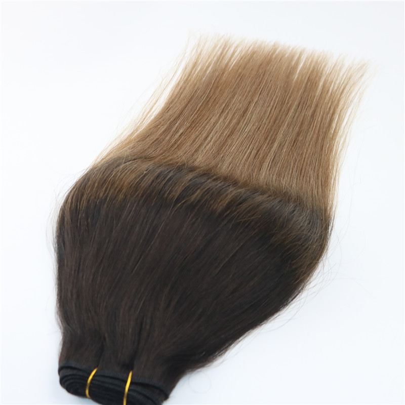 8A 100gram Brazilian Virgin Hair Human Hair Weft Ombre Medium Brown With Ash Blonde Balayage Highlights